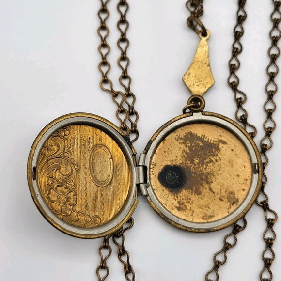 Stunning Atique Locket Necklace 3 strand  Art Nouveau unsigned Estate Find - Picture 9 of 13